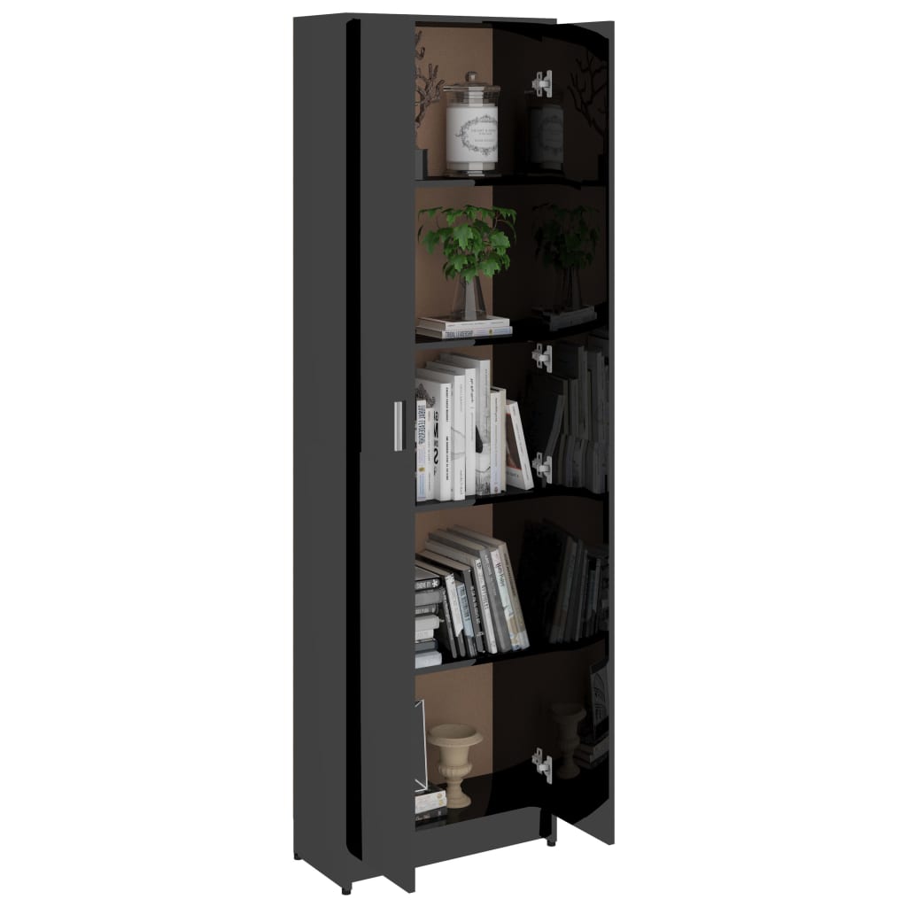 Hallway Wardrobe High Gloss Black 55x25x189 cm Chipboard