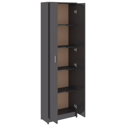Hallway Wardrobe High Gloss Grey 55x25x189 cm Chipboard