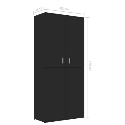 Shoe Cabinet High Gloss Black 80x39x178 cm Chipboard