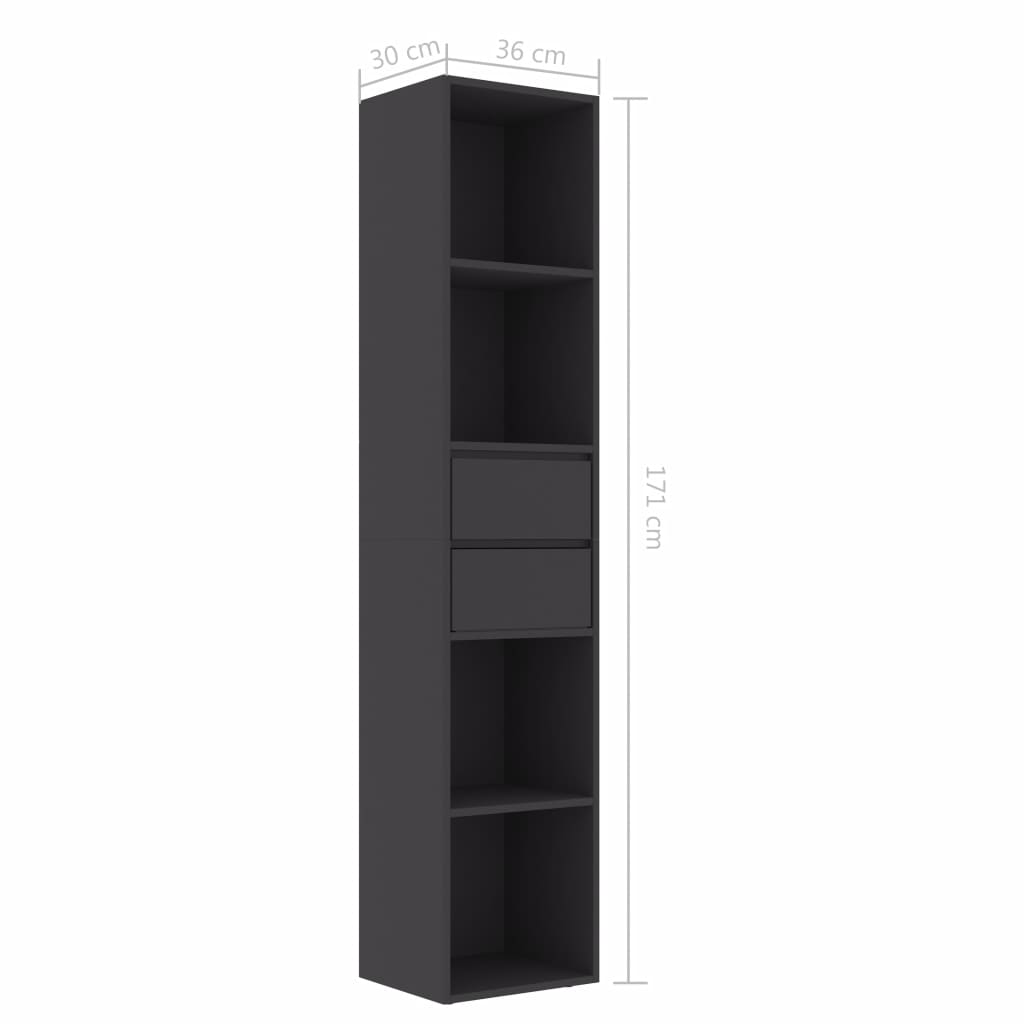 Book Cabinet Grey 36x30x171 cm Chipboard