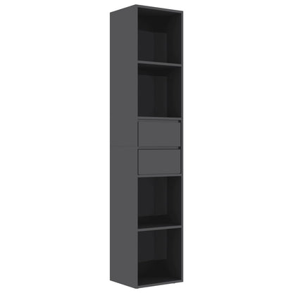 Book Cabinet High Gloss Grey 36x30x171 cm Chipboard