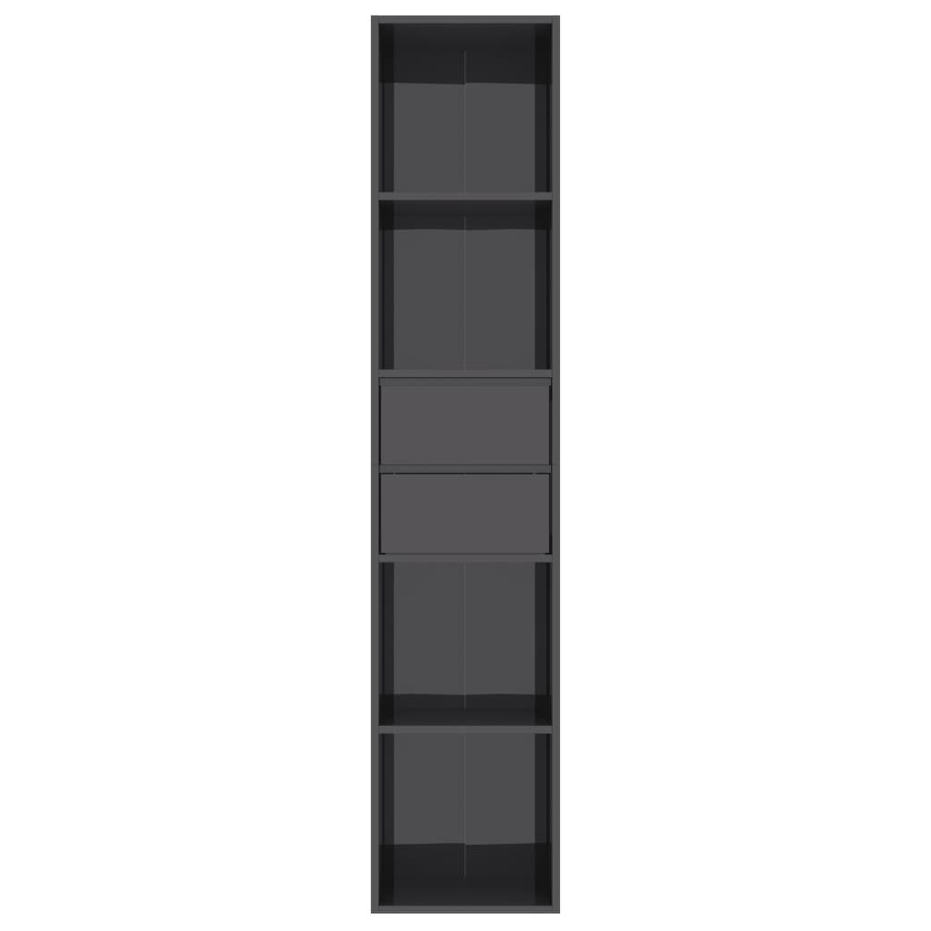 Book Cabinet High Gloss Grey 36x30x171 cm Chipboard