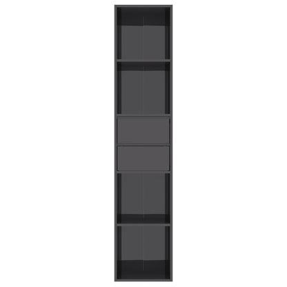 Book Cabinet High Gloss Grey 36x30x171 cm Chipboard