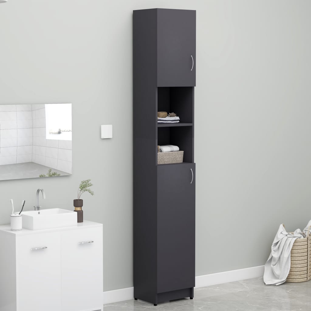 Bathroom Cabinet Grey 32x25.5x190 cm Chipboard