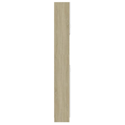Bathroom Cabinet White and Sonoma Oak 32x25.5x190 cm Chipboard