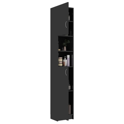Bathroom Cabinet High Gloss Black 32x25.5x190 cm Chipboard