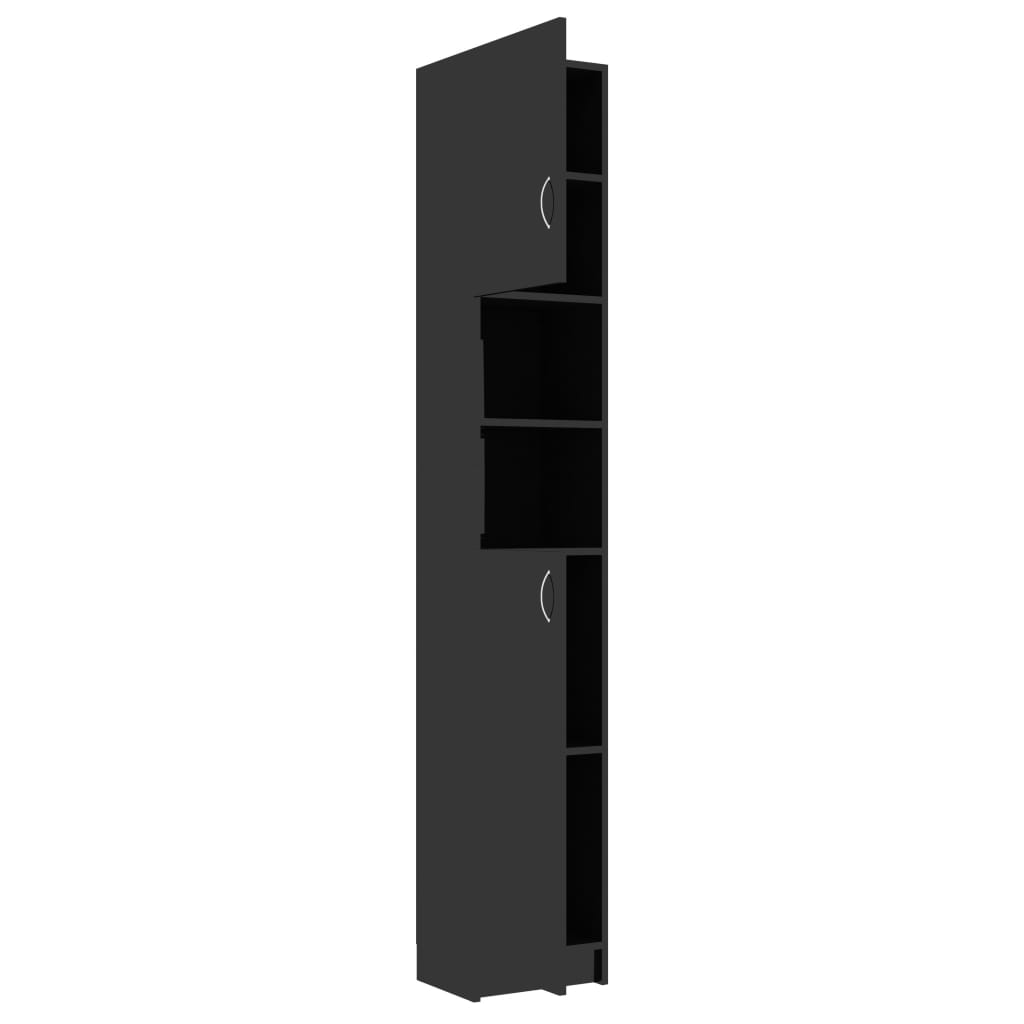Bathroom Cabinet High Gloss Black 32x25.5x190 cm Chipboard