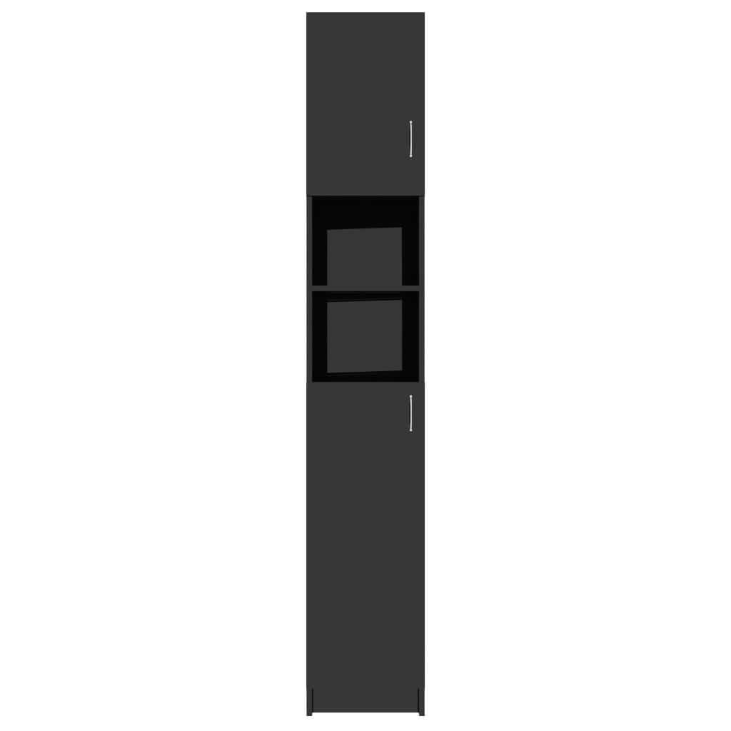 Bathroom Cabinet High Gloss Black 32x25.5x190 cm Chipboard