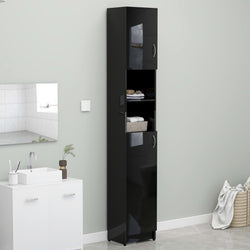 Bathroom Cabinet High Gloss Black 32x25.5x190 cm Chipboard