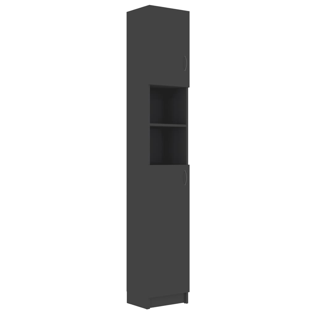 Bathroom Cabinet High Gloss Grey 32x25.5x190 cm Chipboard