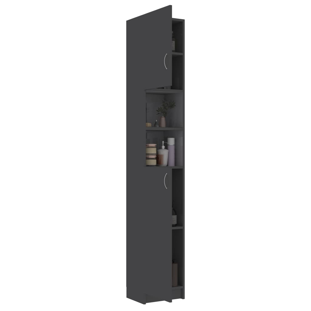 Bathroom Cabinet High Gloss Grey 32x25.5x190 cm Chipboard
