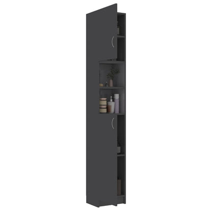 Bathroom Cabinet High Gloss Grey 32x25.5x190 cm Chipboard