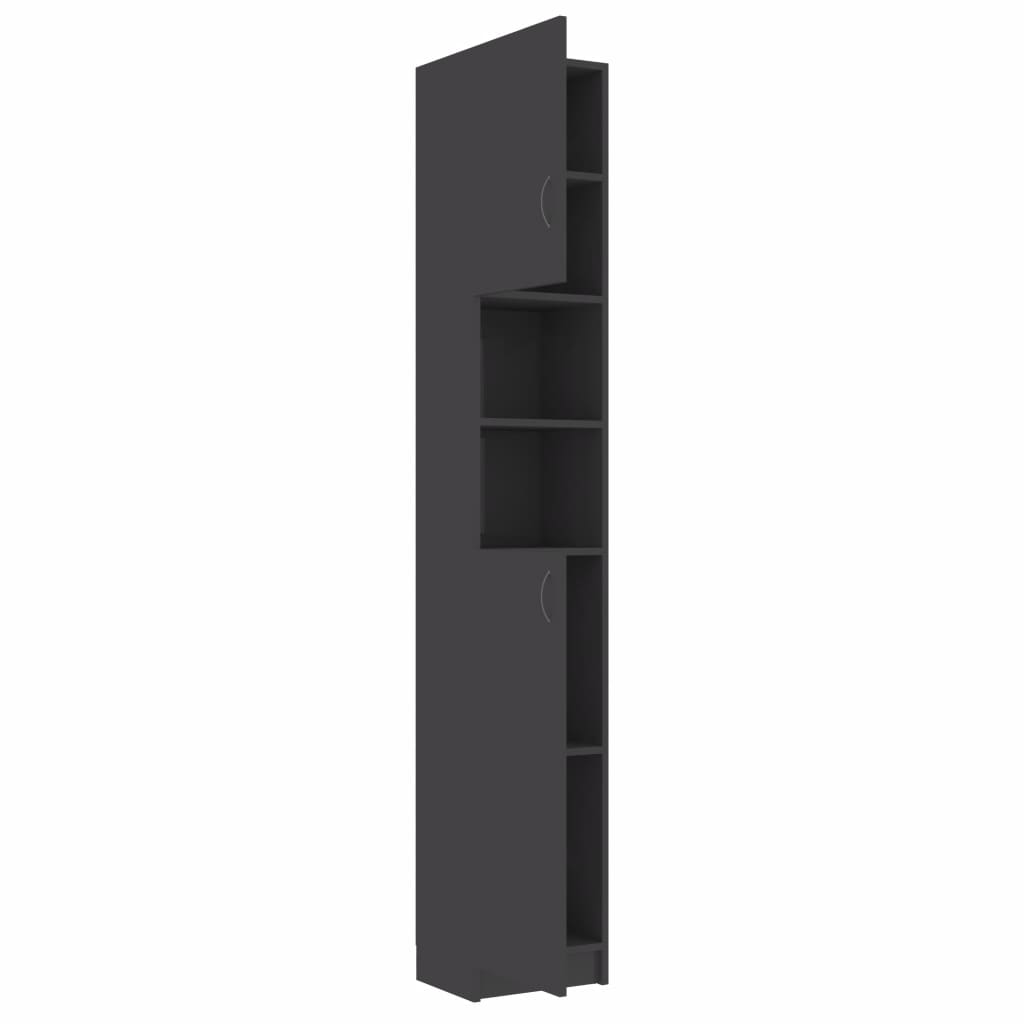 Bathroom Cabinet High Gloss Grey 32x25.5x190 cm Chipboard