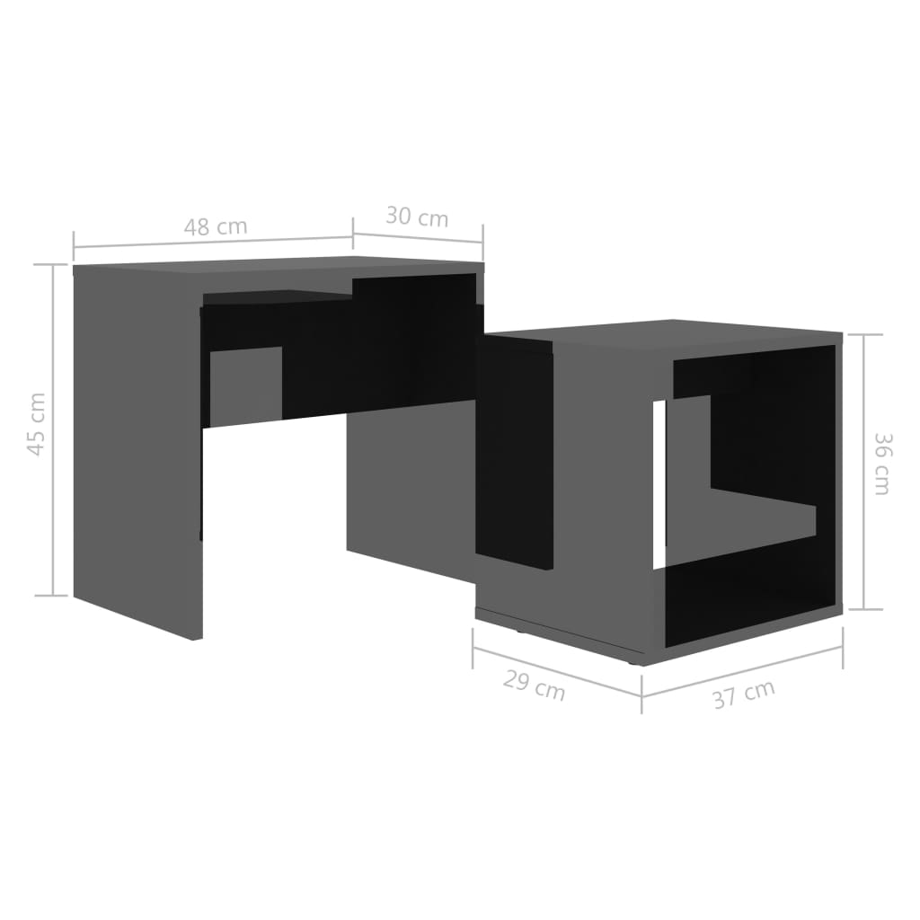 Coffee Table Set High Gloss Black 48x30x45 cm Chipboard