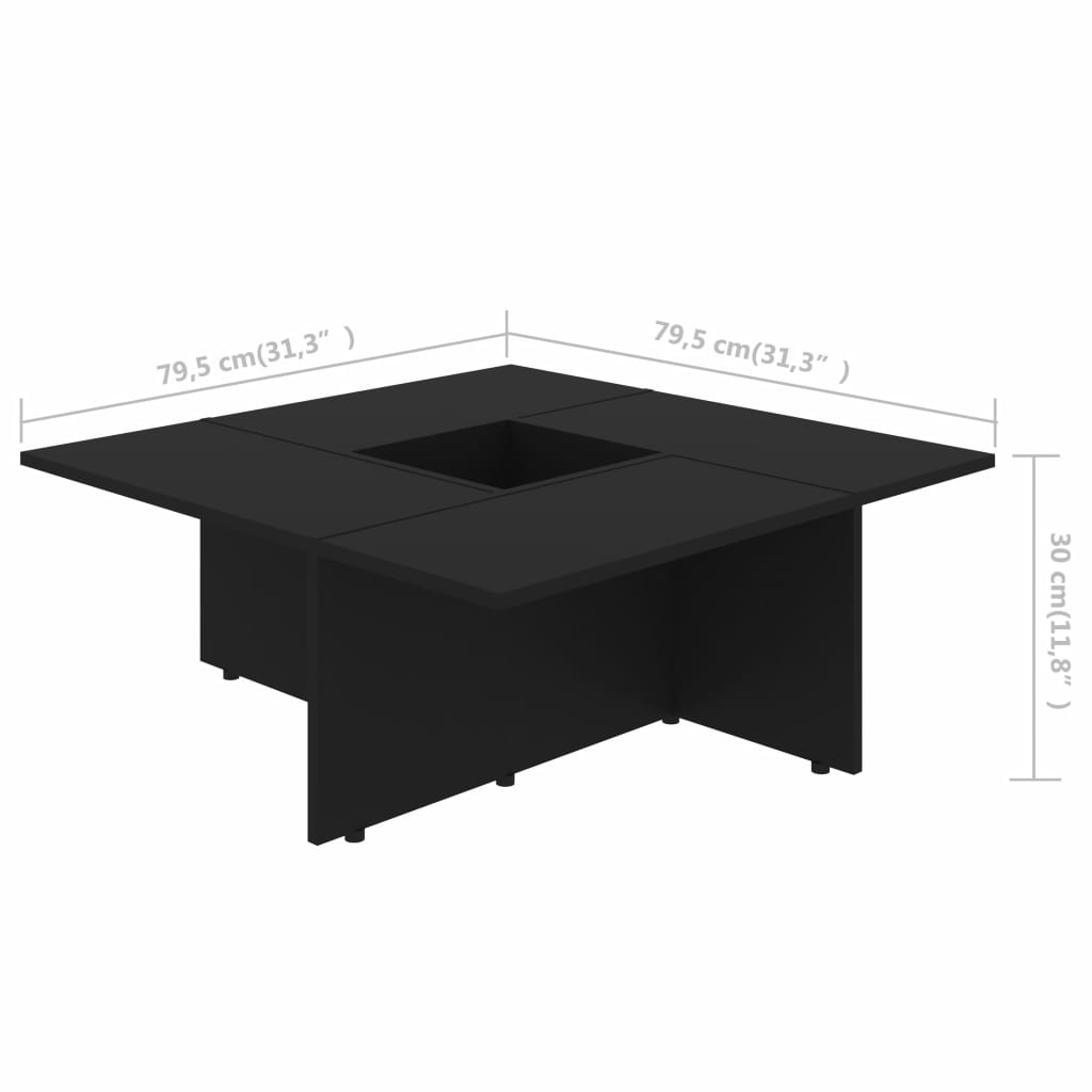 Coffee Table Black 79.5x79.5x30 cm Chipboard