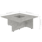 Coffee Table Concrete Grey 79.5x79.5x30 cm Chipboard
