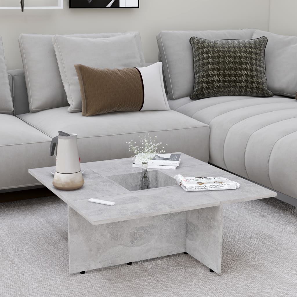 Coffee Table Concrete Grey 79.5x79.5x30 cm Chipboard
