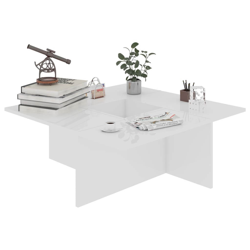 Coffee Table High Gloss White 79.5x79.5x30 cm Chipboard