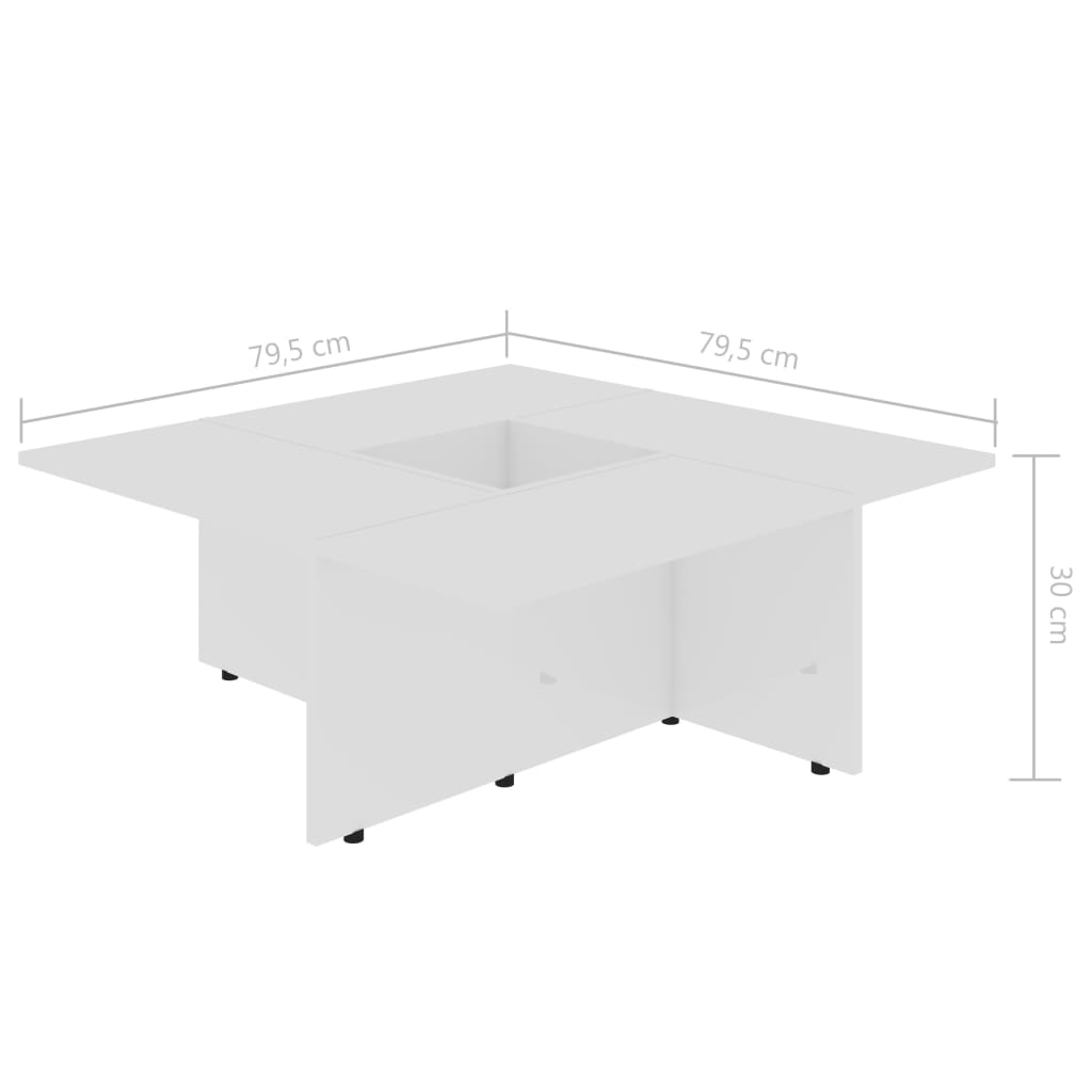 Coffee Table High Gloss White 79.5x79.5x30 cm Chipboard