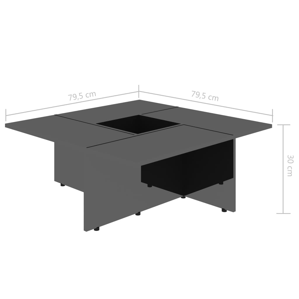 Coffee Table High Gloss Black 79.5x79.5x30 cm Chipboard