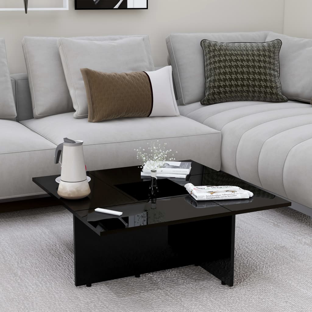 Coffee Table High Gloss Black 79.5x79.5x30 cm Chipboard