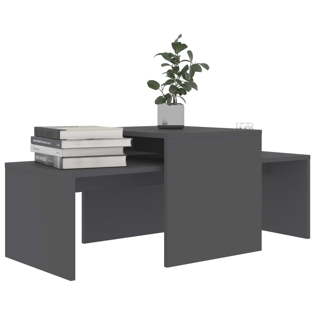 Coffee Table Set Grey 100x48x40 cm Chipboard
