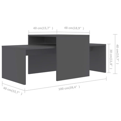 Coffee Table Set Grey 100x48x40 cm Chipboard