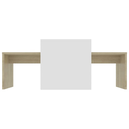 Coffee Table Set White and Sonoma Oak 100x48x40 cm Chipboard
