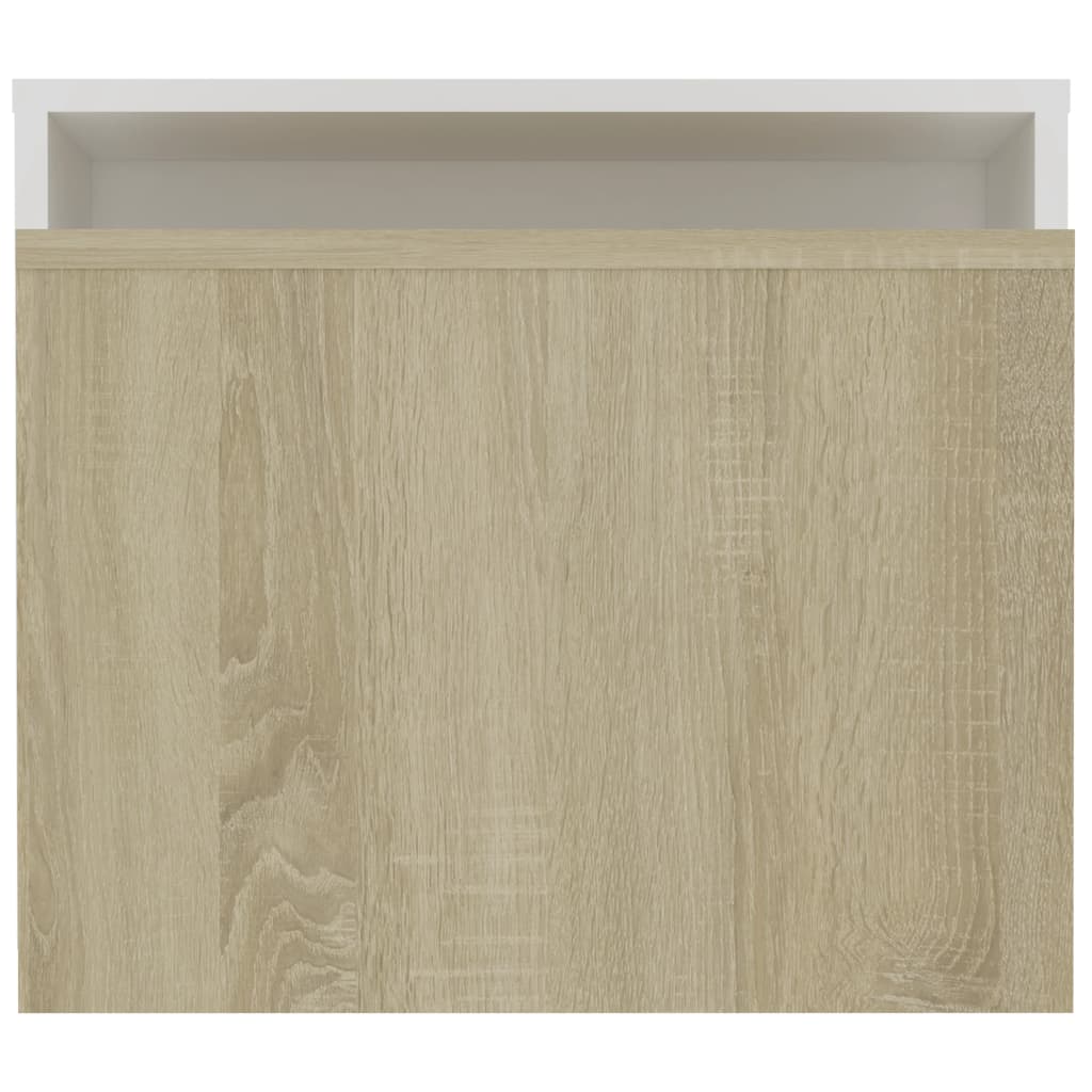 Coffee Table Set White and Sonoma Oak 100x48x40 cm Chipboard