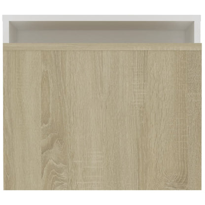 Coffee Table Set White and Sonoma Oak 100x48x40 cm Chipboard