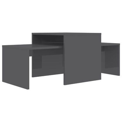 Coffee Table Set High Gloss Grey 100x48x40 cm Chipboard