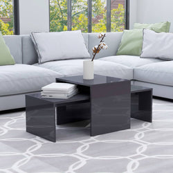 Coffee Table Set High Gloss Grey 100x48x40 cm Chipboard