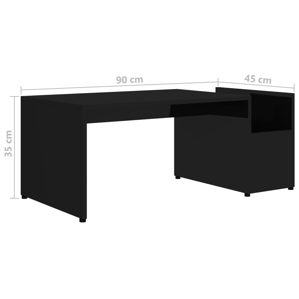 Coffee Table High Gloss Black 90x45x35 cm Chipboard