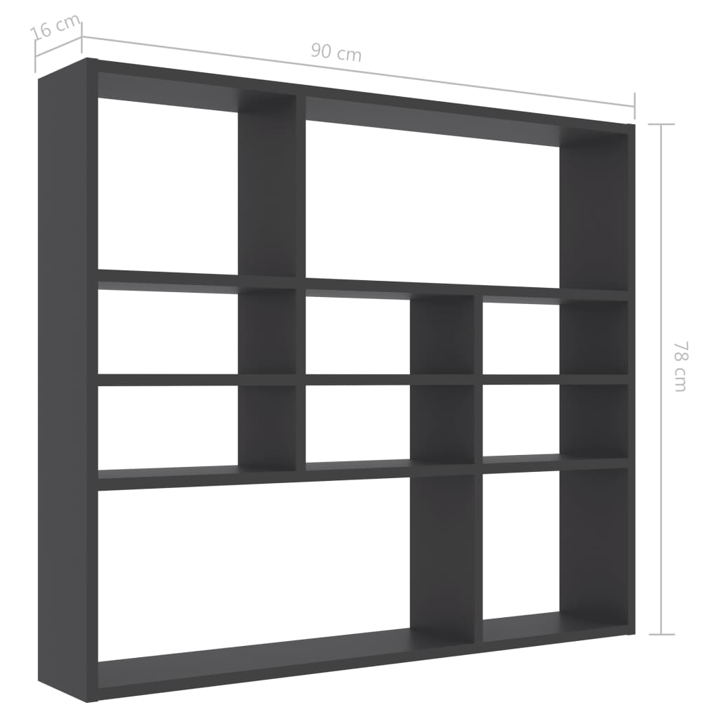 Wall Shelf Grey 90x16x78 cm Chipboard