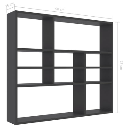 Wall Shelf Grey 90x16x78 cm Chipboard