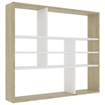 Wall Shelf White and Sonoma Oak 90x16x78 cm Chipboard