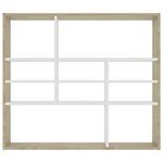 Wall Shelf White and Sonoma Oak 90x16x78 cm Chipboard