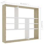 Wall Shelf White and Sonoma Oak 90x16x78 cm Chipboard