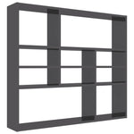 Wall Shelf High Gloss Grey 90x16x78 cm Chipboard
