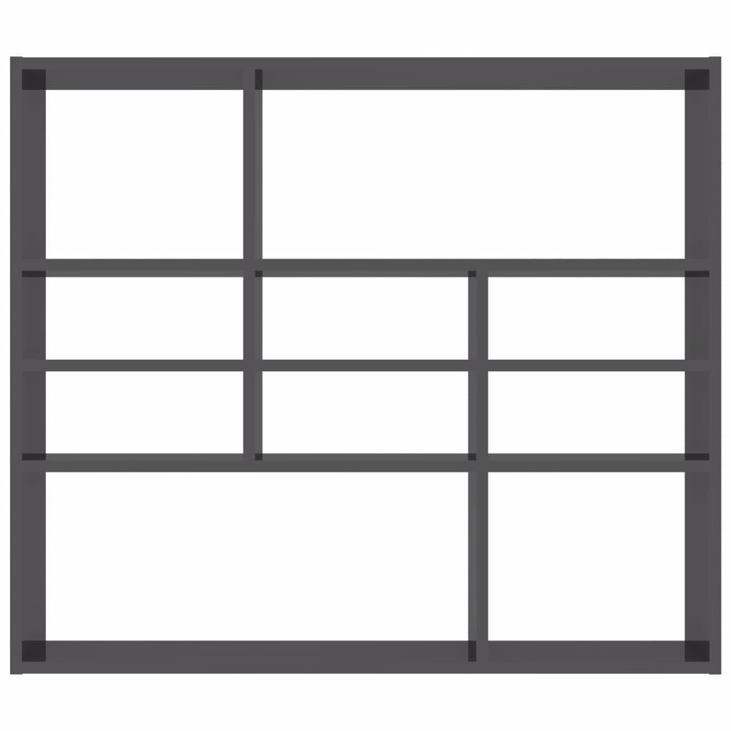Wall Shelf High Gloss Grey 90x16x78 cm Chipboard