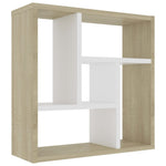 Wall Shelf White and Sonoma Oak 45.1x16x45.1 cm Chipboard