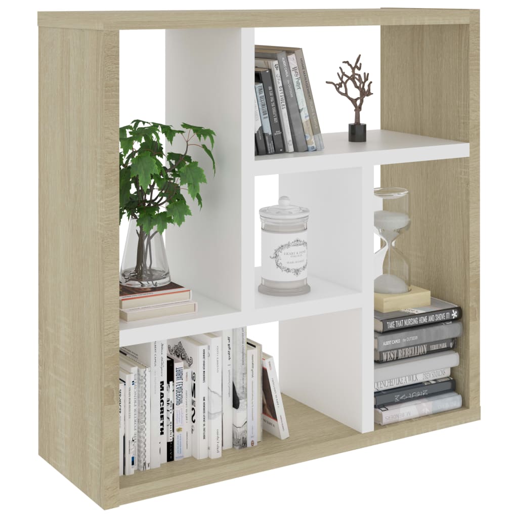 Wall Shelf White and Sonoma Oak 45.1x16x45.1 cm Chipboard