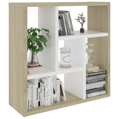 Wall Shelf White and Sonoma Oak 45.1x16x45.1 cm Chipboard