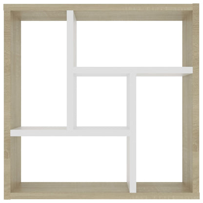 Wall Shelf White and Sonoma Oak 45.1x16x45.1 cm Chipboard