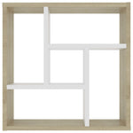 Wall Shelf White and Sonoma Oak 45.1x16x45.1 cm Chipboard