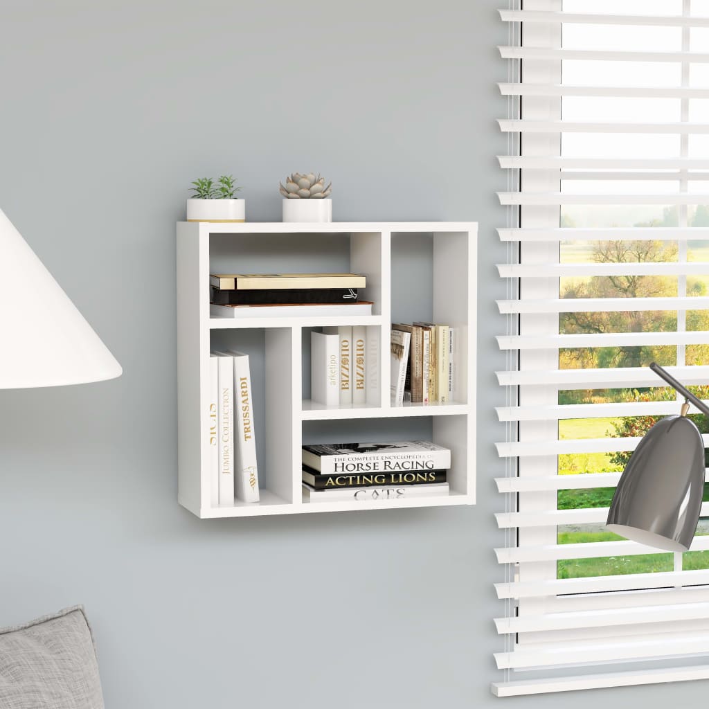 Wall Shelf High Gloss White 45.1x16x45.1 cm Chipboard