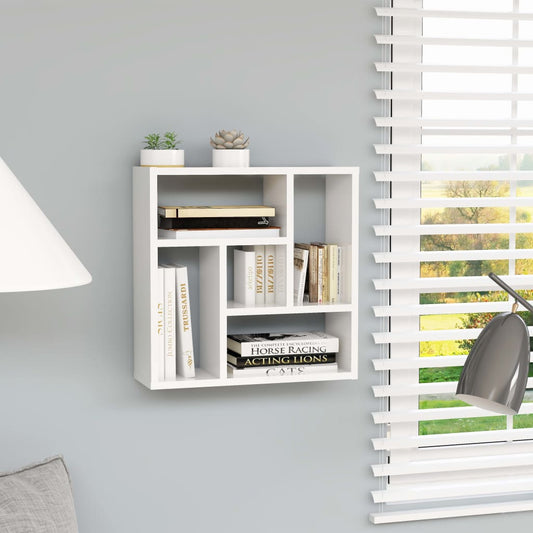 Wall Shelf High Gloss White 45.1x16x45.1 cm Chipboard