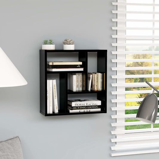 Wall Shelf High Gloss Black 45.1x16x45.1 cm Chipboard