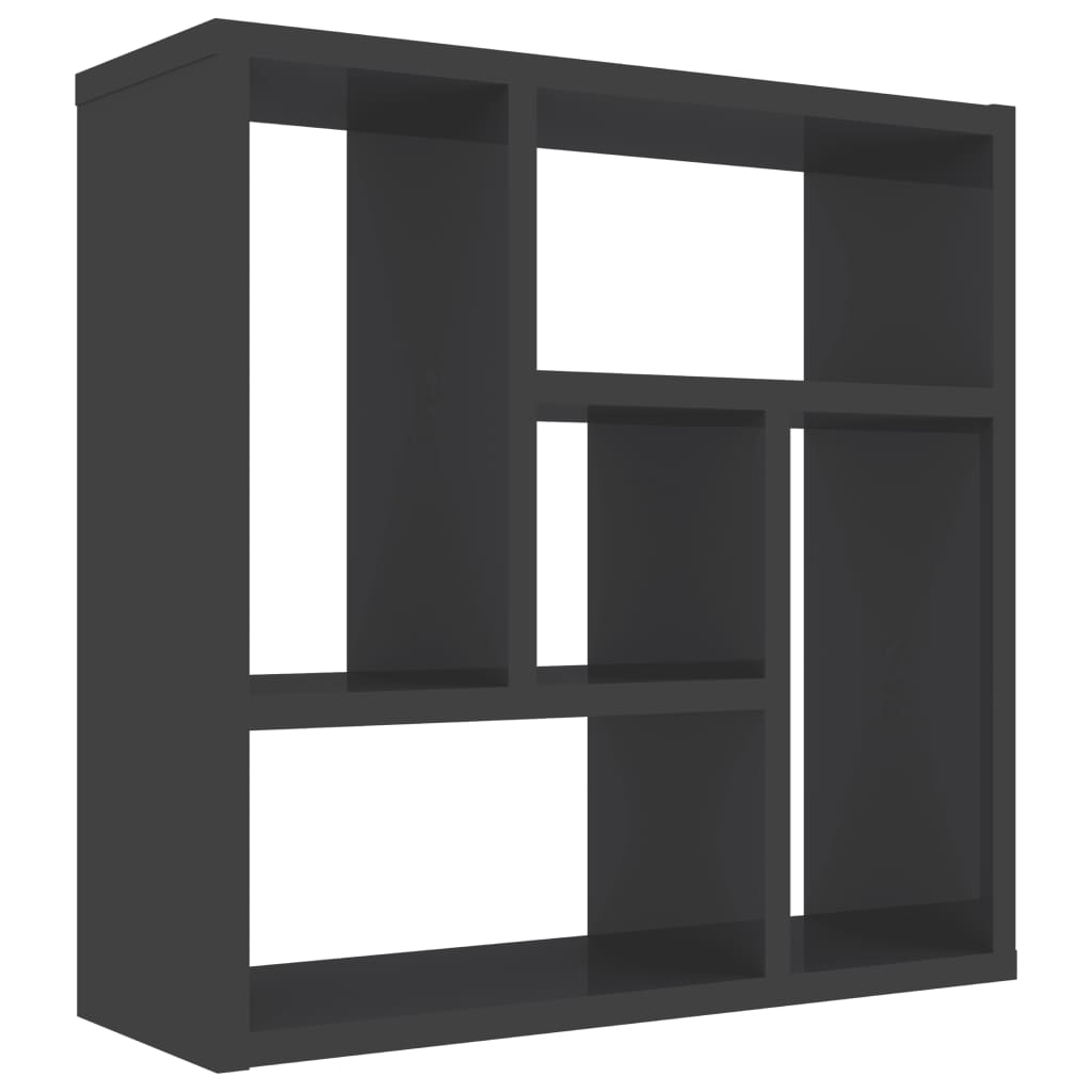 Wall Shelf High Gloss Grey 45.1x16x45.1 cm Chipboard