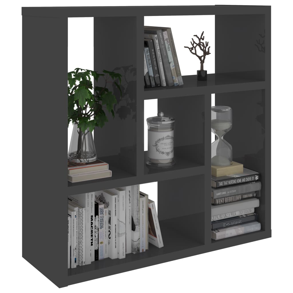 Wall Shelf High Gloss Grey 45.1x16x45.1 cm Chipboard